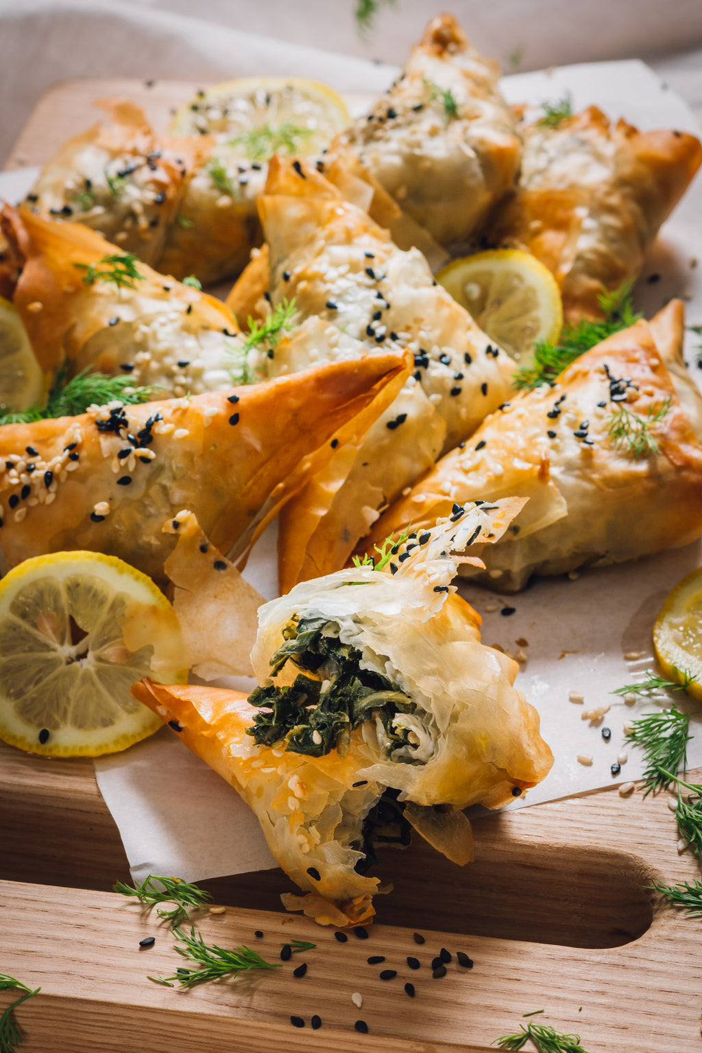 Sesame-seeded Spanakopita (8s)